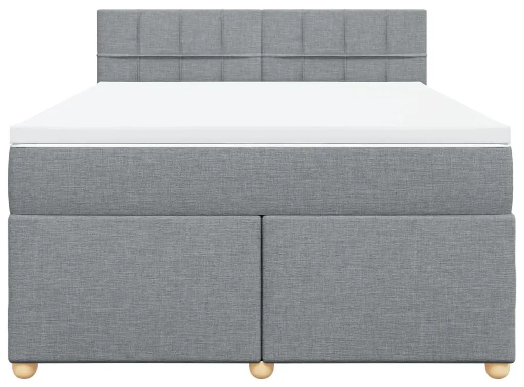 vidaXL Κρεβάτι Boxspring με Στρώμα Ανοιχτό Γκρι 140x200 εκ. Υφασμάτινο