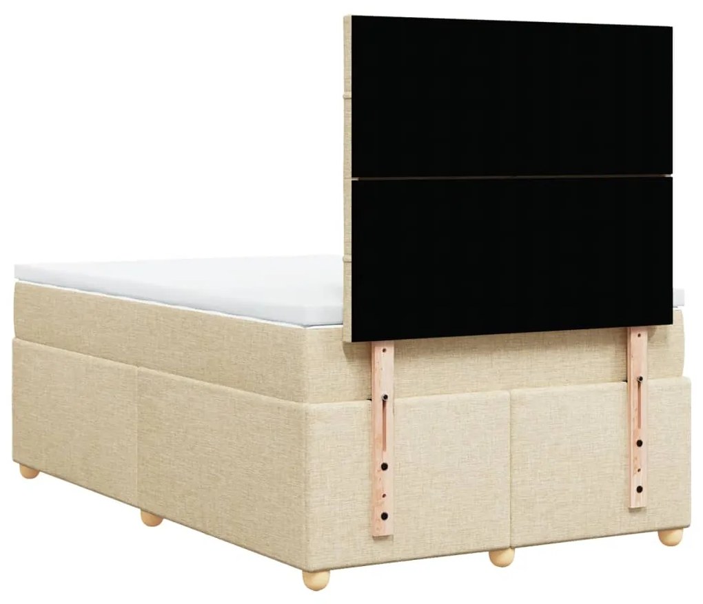 vidaXL Κρεβάτι Boxspring με Στρώμα Κρεμ 120x190 εκ. Υφασμάτινο