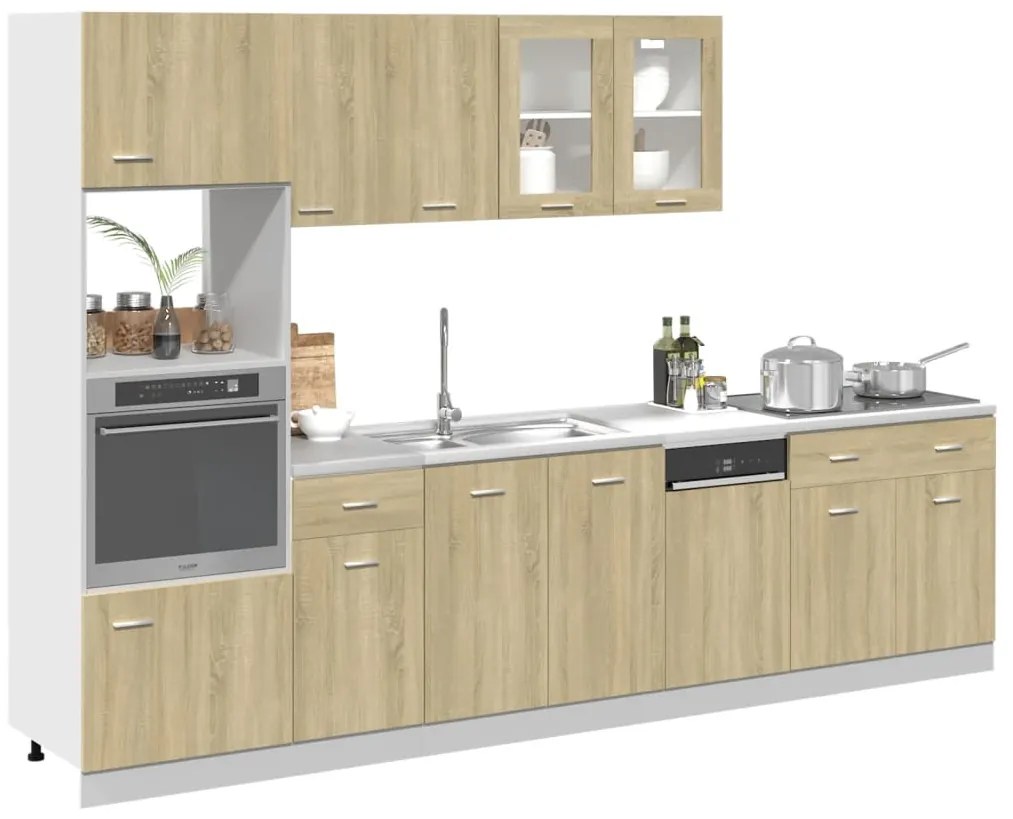 vidaXL Σετ Ντουλαπιών Κουζίνας 7 Τεμαχίων "Lyon" από Τεχνητό Ξύλο Sonoma Δρυς