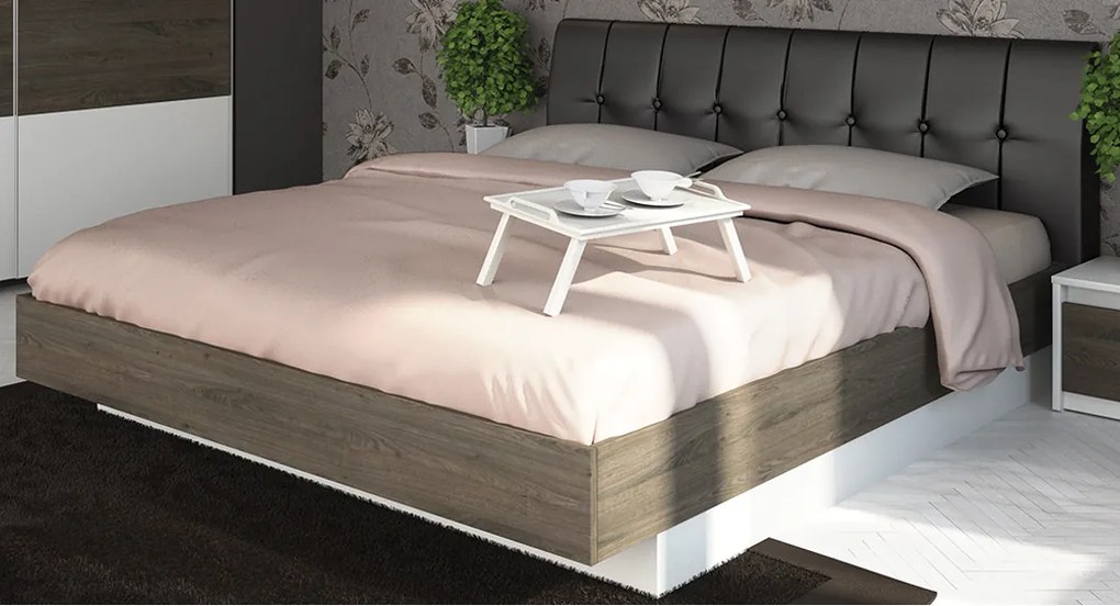 Κρεβάτι ξύλινο με δερμάτινη/ύφασμα ROXAN 160x200 DIOMMI 45-202 DIOMMI-45-202