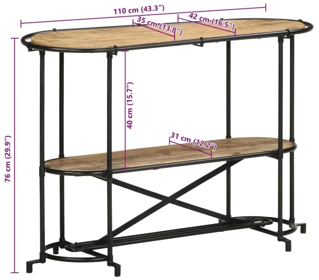 Τραπέζι Κονσόλα 110x42x76 εκ. από Μασίφ Ξύλο Μάνγκο - Καφέ