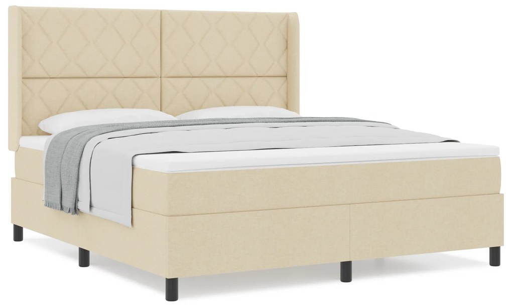 vidaXL Κρεβάτι Box Spring με Στρώμα - Κρεμ 180x200 εκ. Υφάσματος