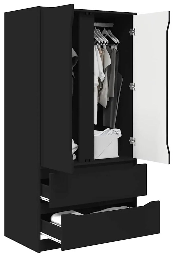 vidaXL Ντουλάπι Μπάνιου Μαύρο 79,5 x 49 x 156 εκ Επεξεργασμένο ξύλο