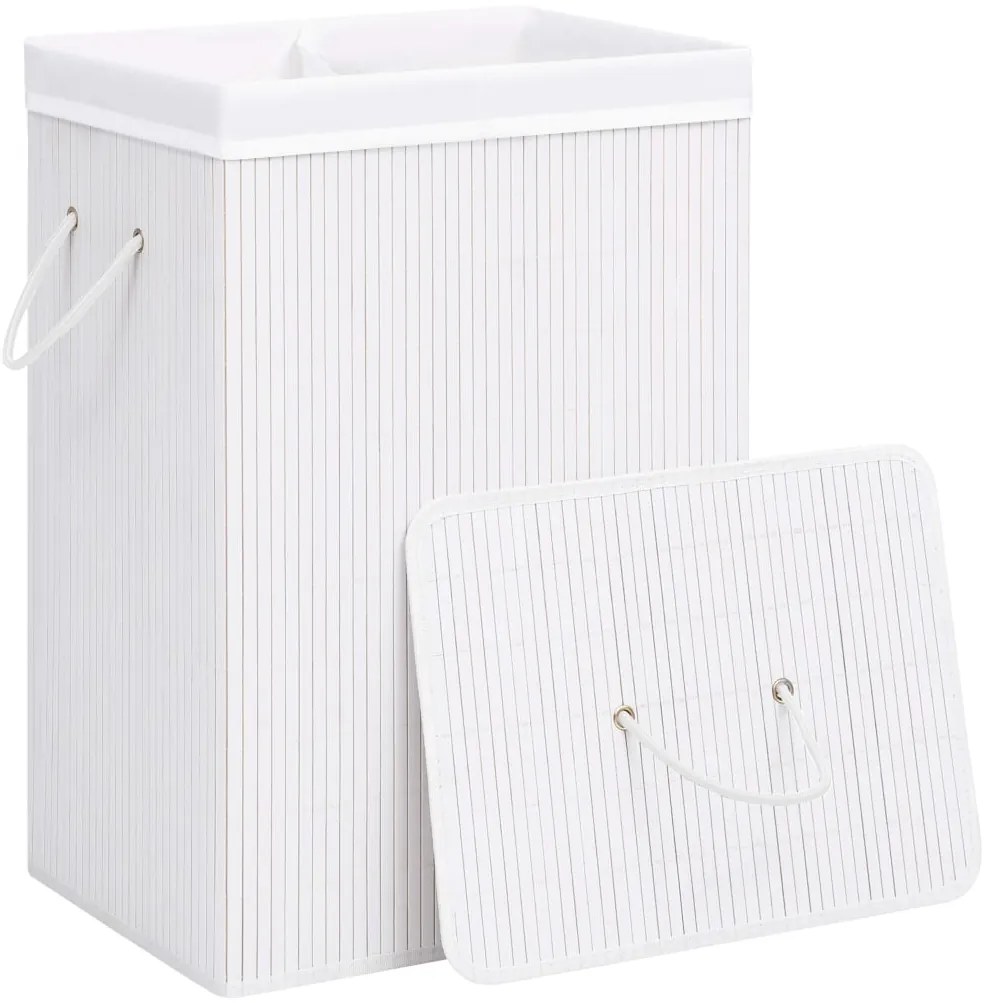 vidaXL Καλάθι Άπλυτων με 2 Τμήματα Λευκό 72 Λίτρα από Μπαμπού