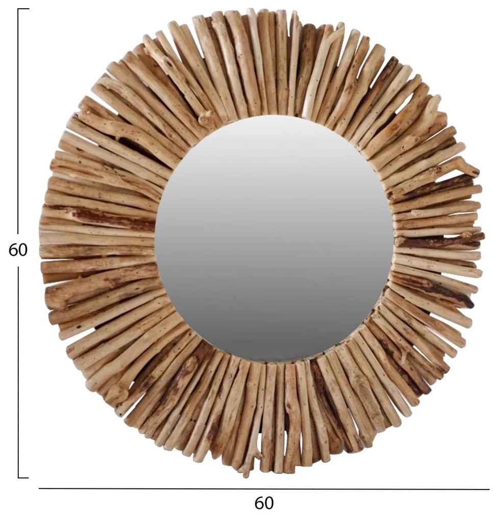 Καθρέπτης Τοίχου από Driftwood Φυσικό 60x5x60Y εκ. 60x5x60 εκ.