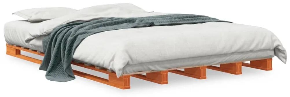 Κρεβάτι από Παλέτες Καφέ Κεριού 140x200 εκ. Μασίφ Ξύλο Πεύκου