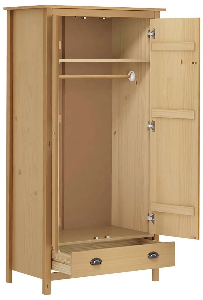 vidaXL Ντουλάπα Hill Δίφυλλη 89x50x170 εκ. Μασίφ Ξύλο Πεύκου