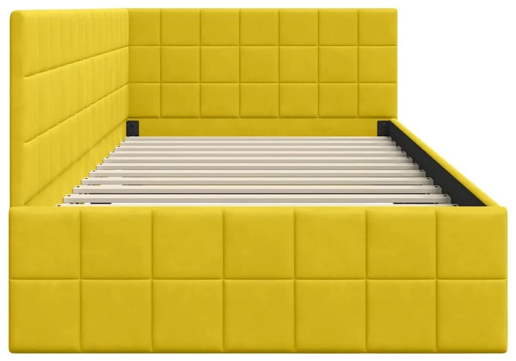 vidaXL Κρεβάτι Γωνίας με κεφαλάρι Κίτρινο 90 x 190 cm Βελούδο