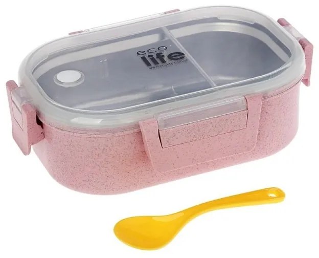 Ecolife Light Pink Φαγητοδοχείο 900ml Με Χώρισμα 33-BO-9073