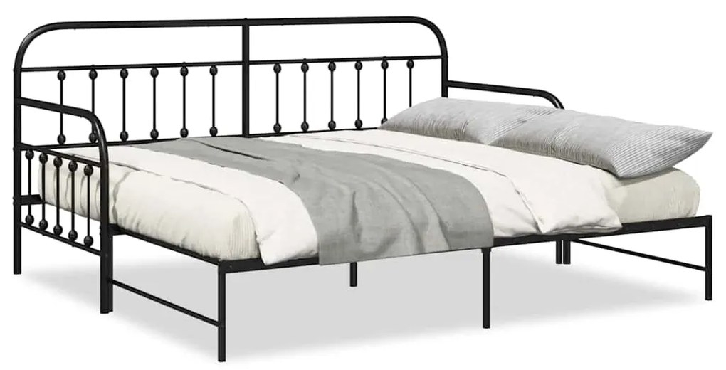 vidaXL Σκελετός κρεβατιού ημέρας Μαύρο 90 x 200 cm