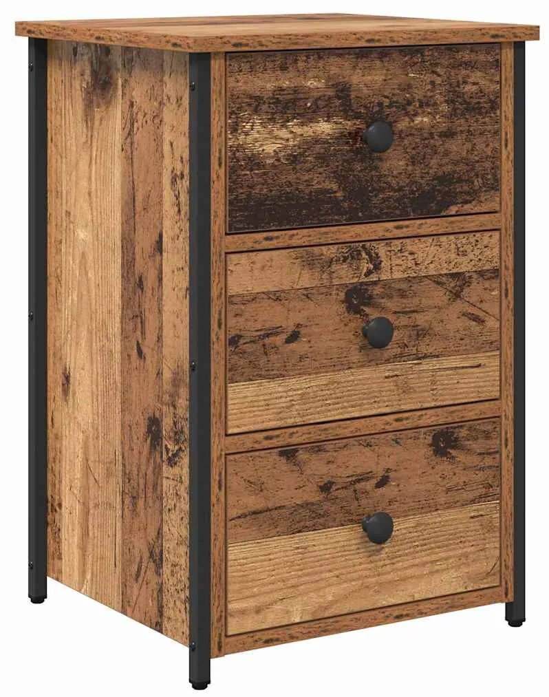 vidaXL Κομοδίνο με συρτάρι 2 pcs Παλαιό ξύλο 40 x 36 x 60 εκ