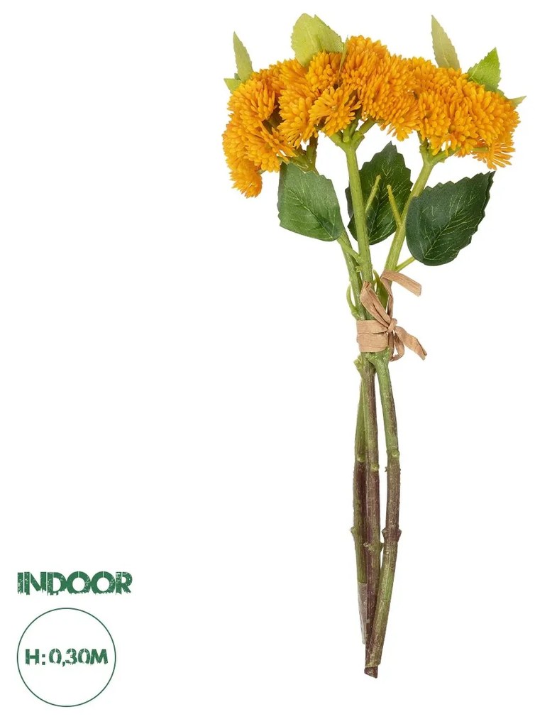 GloboStar® Artificial Garden ORANGE SEDUM BOUQUET 21346 Τεχνητό Διακοσμητικό Μπουκέτο Πορτοκαλί Σέδο Y30cm