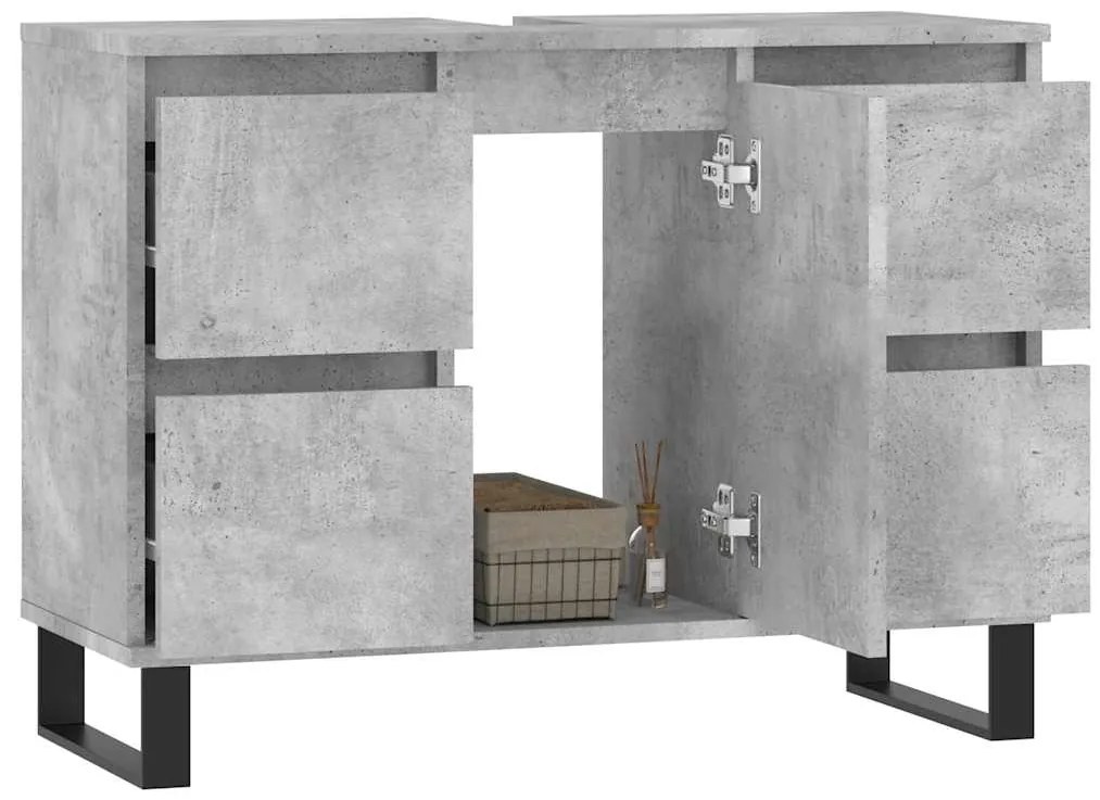 vidaXL Ντουλάπι Μπάνιου Γκρι Σκυροδέματος 80x33x60 εκ. Επεξ. Ξύλο