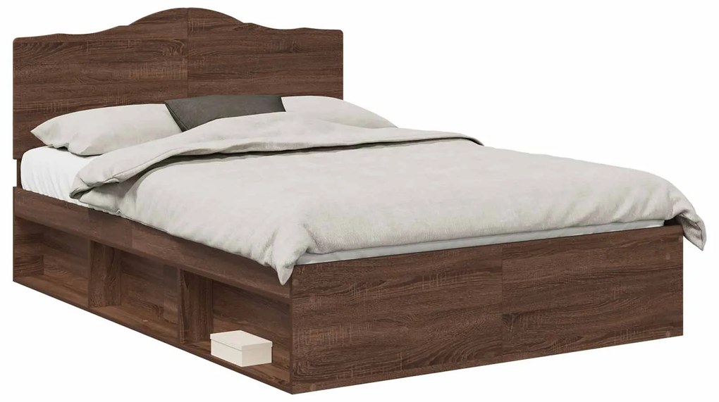 vidaXL Σκελετός Κρεβατιού Καφέ δρυς 140 x 200 cm Στερεά ξυλεία πεύκου