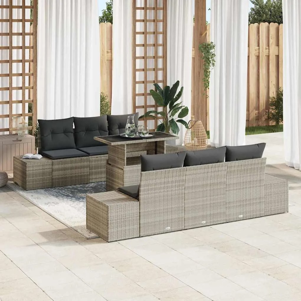 vidaXL Σετ Καναπέ Κήπου 7 pcs Ανοιχτό γκρι 100 x 55 x 73 εκ.