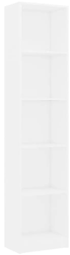 Βιβλιοθήκη με 5 Ράφια Λευκή 40 x 24 x 175 εκ. από Μοριοσανίδα - Λευκό