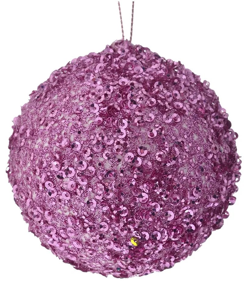 Χριστουγεννιάτικη Μπάλα Polyfoam Ροζ Glitter 8εκ. iliadis 83497
