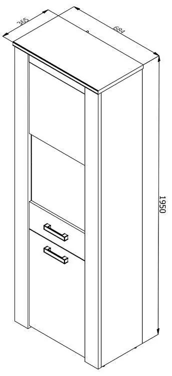 Βιτρίνα Kent VS Γκρί Δρύς - Λευκός Δρύς 68x36x195 εκ. 68x36x195 εκ.