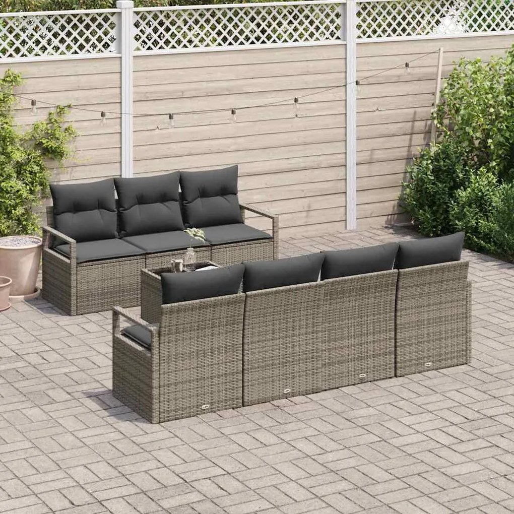 vidaXL Σετ Καναπέ Κήπου 8 pcs Γκρι 55 x 55 x 37 εκ συνθετικό ρατάν