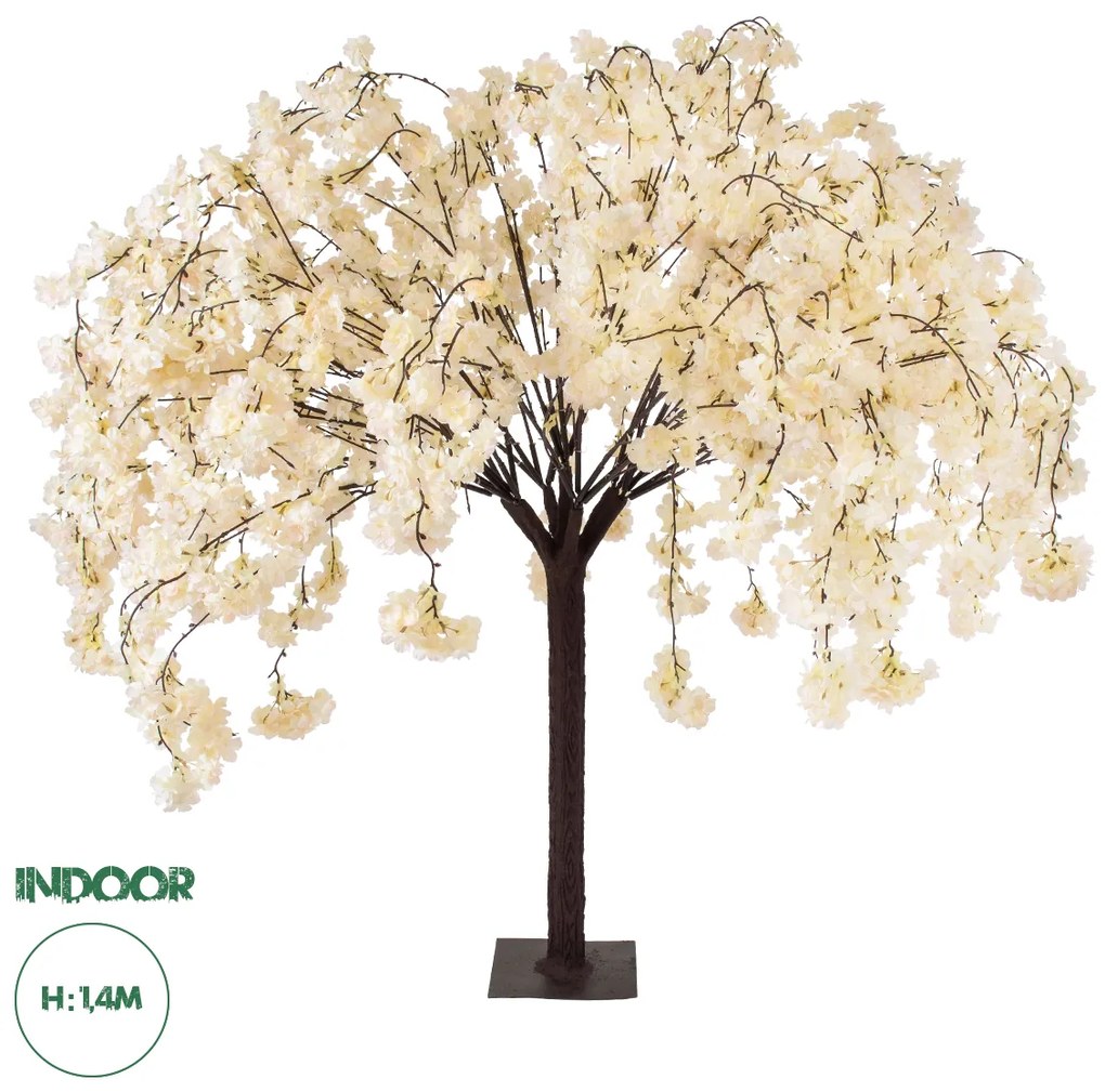 20358 GloboStar®  Artificial Garden SALMON CHERRY BLOSSOM TREE 20358 Τεχνητό Διακοσμητικό Δέντρο Μπεζ Άνθος Κερασιάς Υ140cm