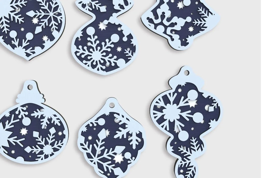 Intra απο ξύλο plywood 3mm-4mm πάχος – Χριστουγεννιάτικα στολίδια με στρώσεις νιφάδας χιονιού Δίασταση  20x20 cm INTRAFABR-50796458