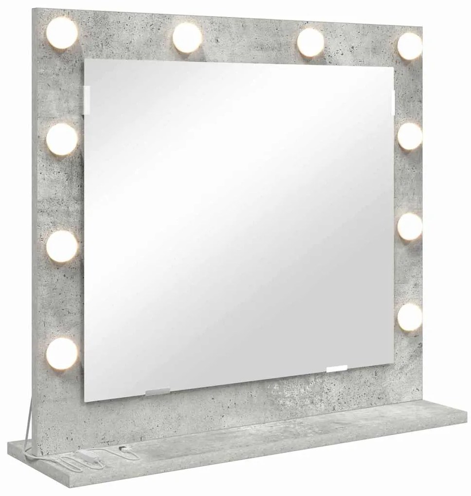 vidaXL Καθρέφτης Vanity με LED Φώτα Γκρι Σκυρόδεμα 60x55x18 εκ.