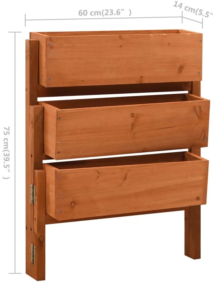 vidaXL Ζαρντινιέρα Πτυσσόμενη Πορτοκαλί 60x14x75 εκ. Μασίφ Ξύλο Ελάτης