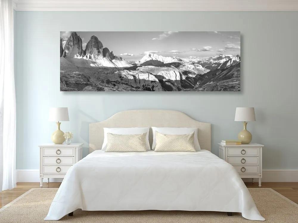 Εικόνα όμορφη θέα από τα βουνά σε μαύρο & άσπρο - 135x45