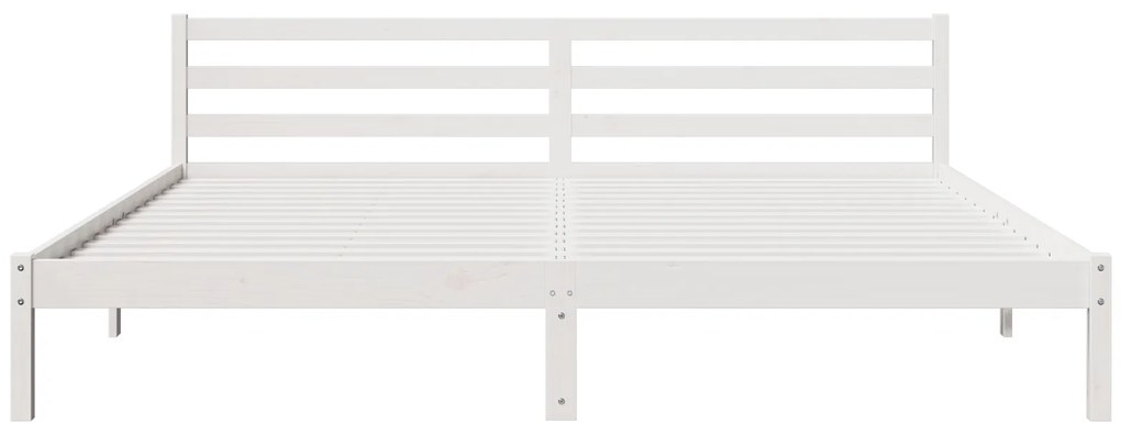 vidaXL Κρεβάτι με Κεφαλάρι Λευκό 200x220 εκ. Σταθερό Ξύλο Πεύκου