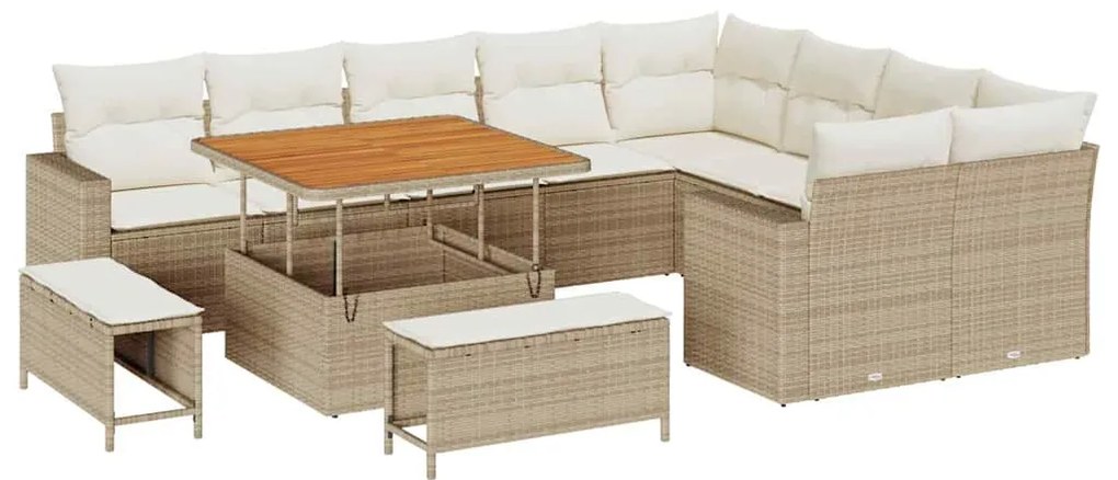 vidaXL Σετ Καναπέ Κήπου 12 pcs μπεζ και κρεμ 100 x 100 x 71 cm