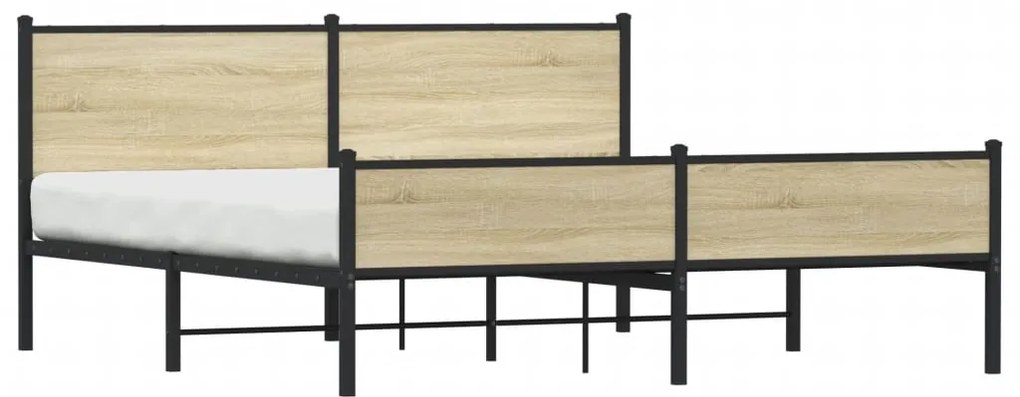 vidaXL Σκελετός Κρεβ. Χωρίς Στρώμα Sonoma Δρυς 180x200 εκ. Μεταλλικό