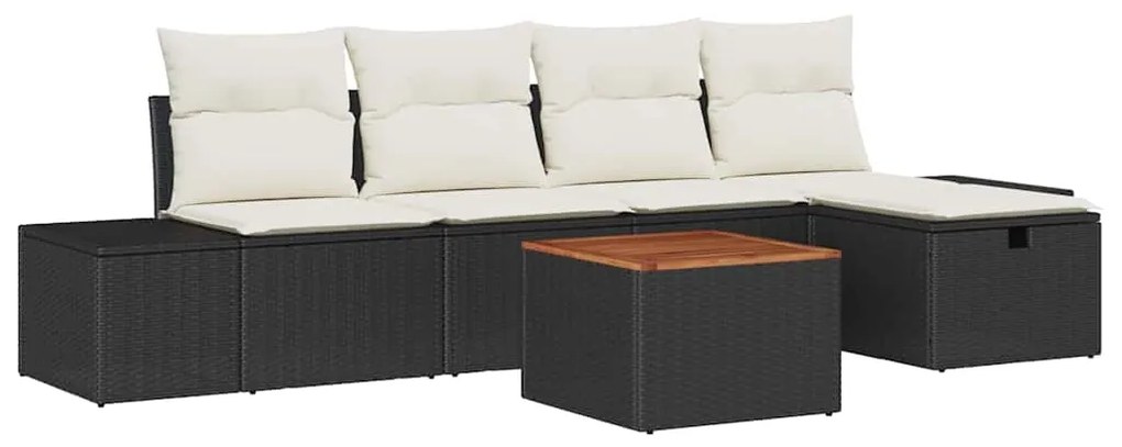 vidaXL Σετ Καναπέ Κήπου με μαξιλάρι 6 pcs Μαύρο Πολυ ράταν