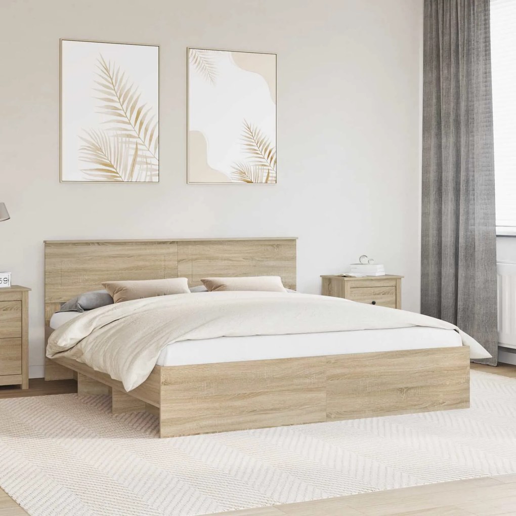 vidaXL Σκελετός Κρεβατιού Δρύς Sonoma 180 x 200 cm Επεξεργασμένο ξύλο