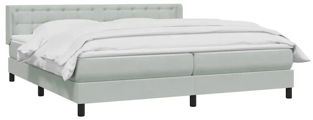 Κρεβάτι Boxspring με Στρώμα Ανοιχτό Γκρι 180x210 εκ. Βελούδινο - Γκρι