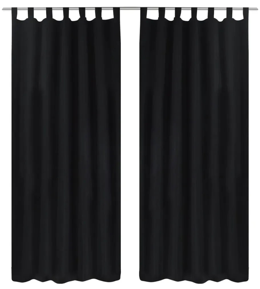 Κουρτίνες με Θηλιές 2 τεμ. Μαύρες 140 x 225 εκ. από Microsatin