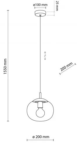 Κρεμαστό Φωτιστικό Οροφής 20cm E27 15W IP20 Vibe TK Lighting 5826 Μαύρο