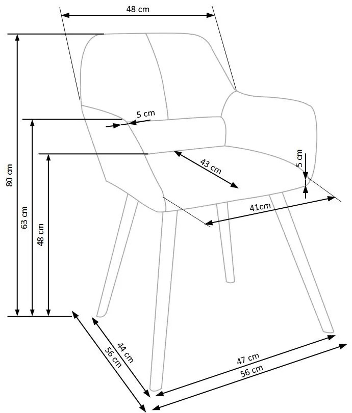 K283 chair, color: grey DIOMMI V-CH-K/283-KR-POPIEL