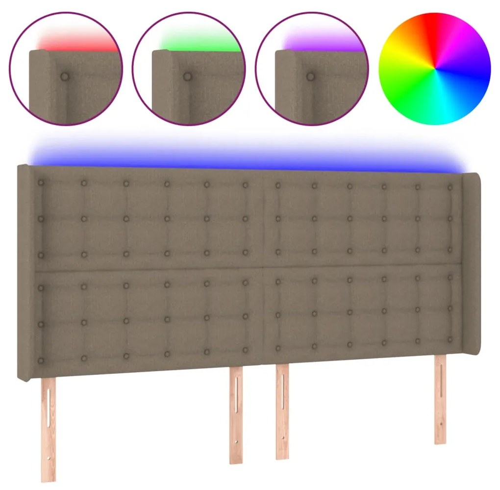 Κεφαλάρι Κρεβατιού LED Taupe 163x16x118/128 εκ. Υφασμάτινο 3124492