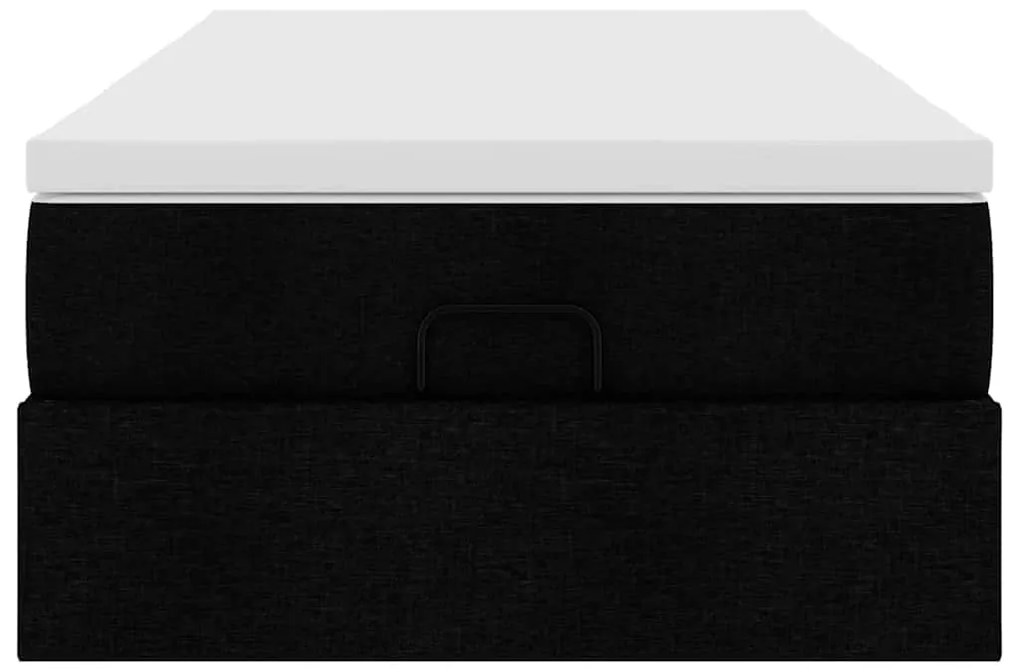 vidaXL Οθωμανικό κρεβάτι με στρώμα Μαύρο 100x200cm Ύφασμα