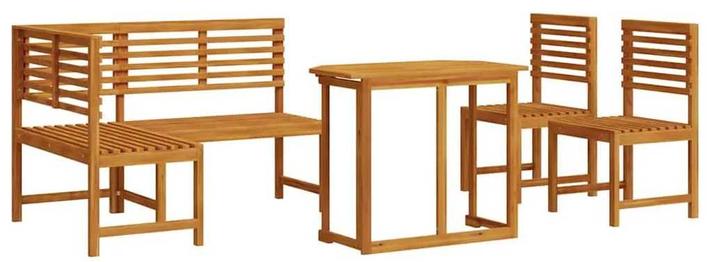 vidaXL Σετ Παγκάκι Κήπου 4 pcs Καφέ Μασίφ ξύλο ακακίας