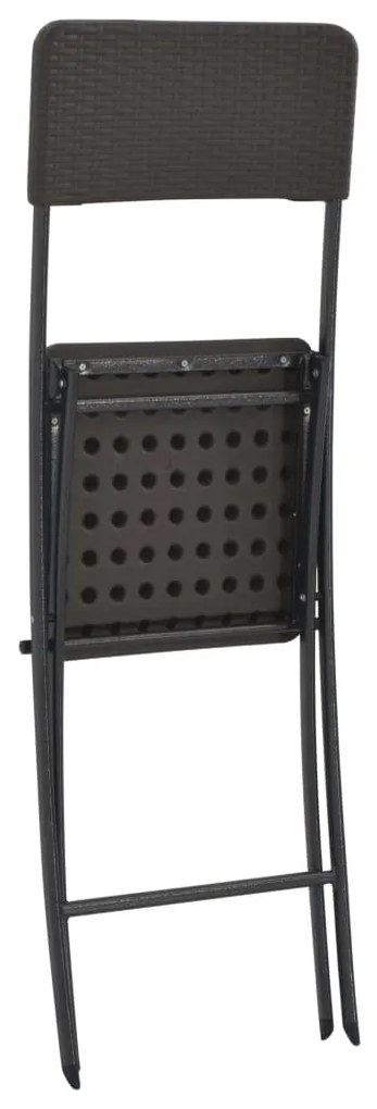 vidaXL Καρέκλες Μπαρ Πτυσσόμενες 2 τεμ. Καφέ με Όψη Ρατάν HDPE/Ατσάλι