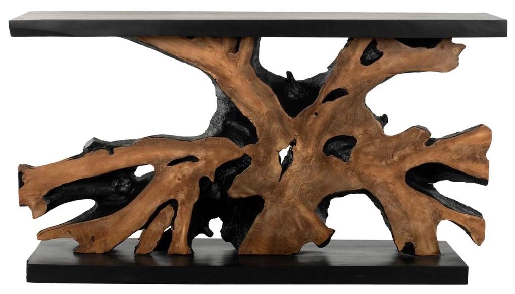 Κονσόλα C9356 απο Μασίφ Ξύλο TEAK Φυσικό - Μαύρο 150x40x80Yεκ. 150x40x80 εκ.