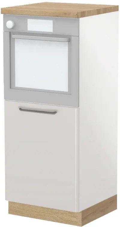 Επιδαπέδιο ντουλάπι φούρνου ψηλό Modena K14-60-1KR-Δρυς - Λευκό γυαλιστερό