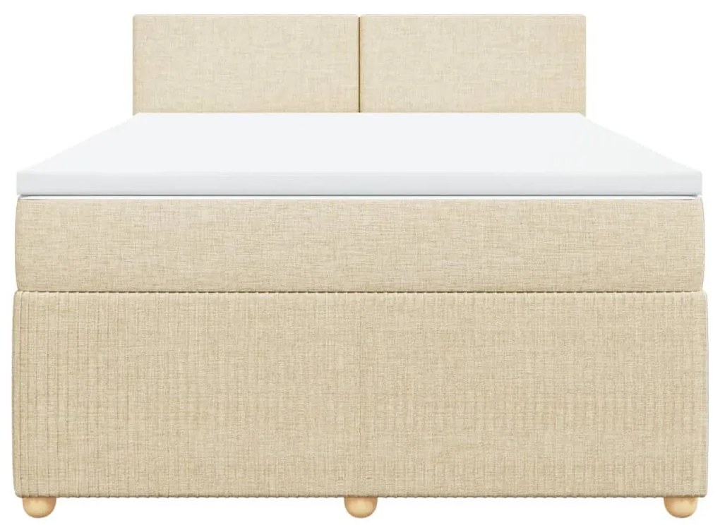 Κρεβάτι Boxspring με Στρώμα Κρεμ 160x200 εκ. Υφασμάτινο - Κρεμ