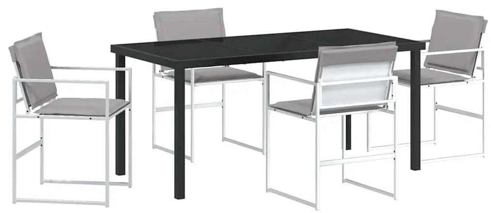 vidaXL Σέτ φαγητού για κήπο 5 pcs Λευκό Textilene και ατσάλι