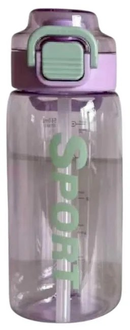 Φορητό παγούρι πλαστικό με καλαμάκι - 580ml - YS-1011 Μωβ