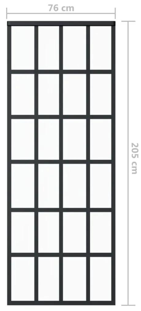 Πόρτα Συρόμενη Μαύρη 76 x 205 εκ. από Γυαλί ESG / Αλουμίνιο - Μαύρο