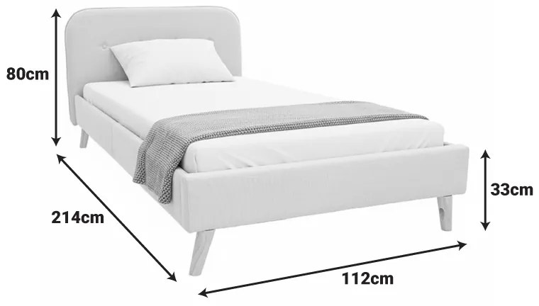 Κρεβάτι LumiLux pakoworld ύφασμα σε γκρι απόχρωση 100x200εκ