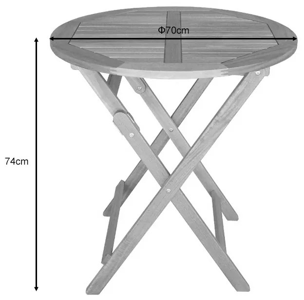 Τραπέζι Capruva pakoworld πτυσσόμενο φυσικό ξύλο ακακίας Φ70x74εκ - 282-000019