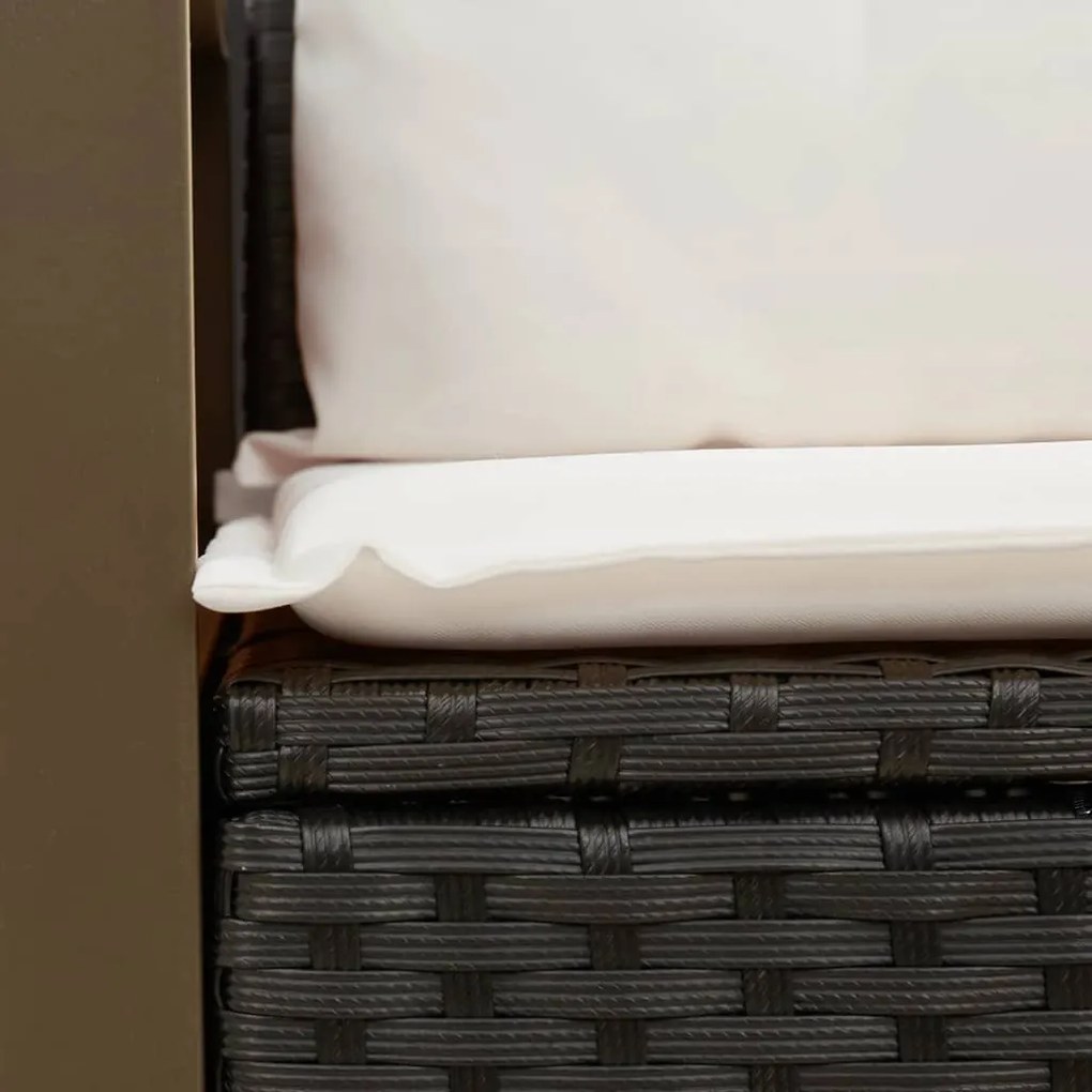 vidaXL Καναπές Κήπου Διθέσιος Μαύρος από Συνθετικό Ρατάν με Μαξιλάρια